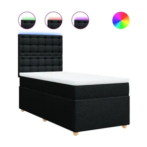 Boxspring met matras stof zwart 100×200 cm Boxspring met matras stof zwart 100×200 cm