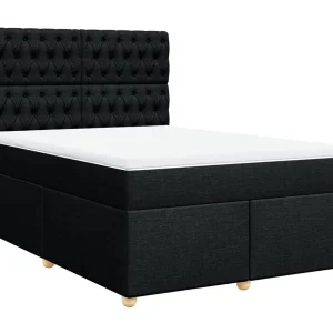 Boxspring met matras stof zwart 140×190 cm
