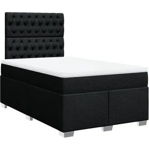 Boxspring met matras stof zwart 120×190 cm