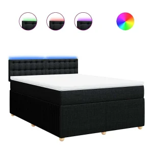Boxspring met matras stof zwart 140×190 cm
