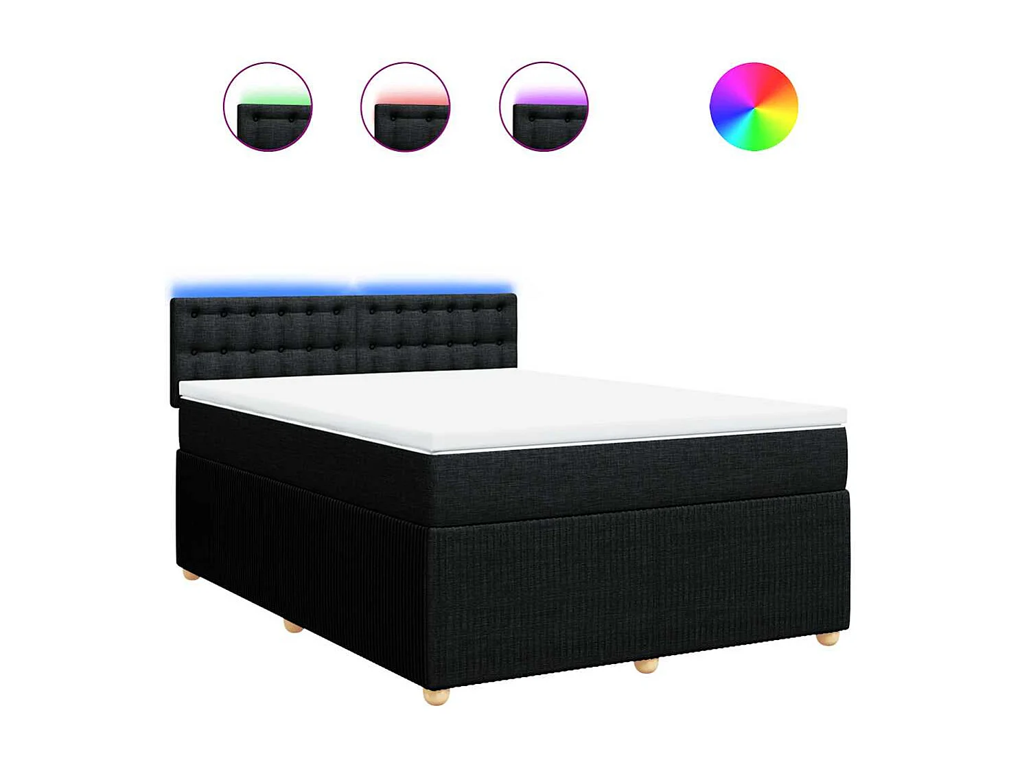 Boxspring met matras stof zwart 140x190 cm