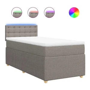 Boxspring met matras stof taupe 80×200 cm Boxspring met matras stof taupe 80×200 cm