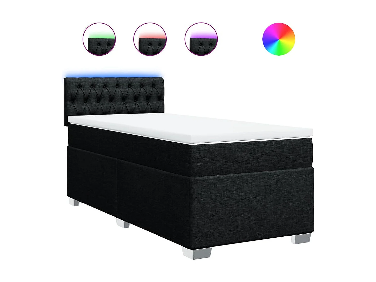 Boxspring met matras stof zwart 90x190 cm
