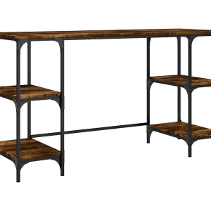 Bureau 140x50x75 cm metaal en bewerkt hout gerookt eikenkleurig Bureau 140x50x75 cm metaal en bewerkt hout gerookt eikenkleurig