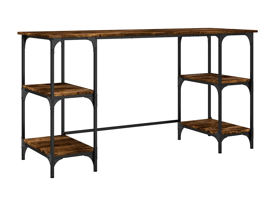 Bureau 140x50x75 cm metaal en bewerkt hout gerookt eikenkleurig
