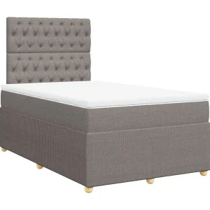 Boxspring met matras stof taupe 120×190 cm