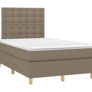 Boxspring met matras stof taupe 120×190 cm
