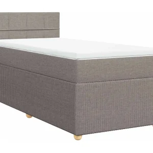 Boxspring met matras stof taupe 90×190 cm Boxspring met matras stof taupe 90×190 cm