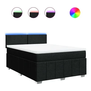 Boxspring met matras stof zwart 140×200 cm Boxspring met matras stof zwart 140×200 cm