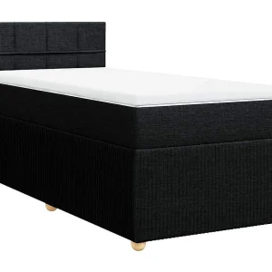 Boxspring met matras stof zwart 90×200 cm Boxspring met matras stof zwart 90×200 cm