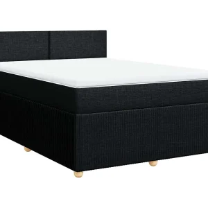 Boxspring met matras stof zwart 160×200 cm