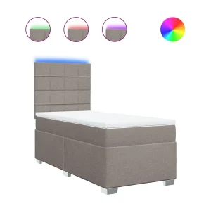 Boxspring met matras stof taupe 90×190 cm Boxspring met matras stof taupe 90×190 cm