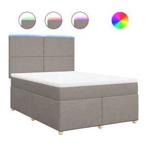 Boxspring met matras stof taupe 140×190 cm Boxspring met matras stof taupe 140×190 cm