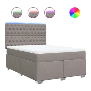Boxspring met matras stof taupe 140×190 cm Boxspring met matras stof taupe 140×190 cm