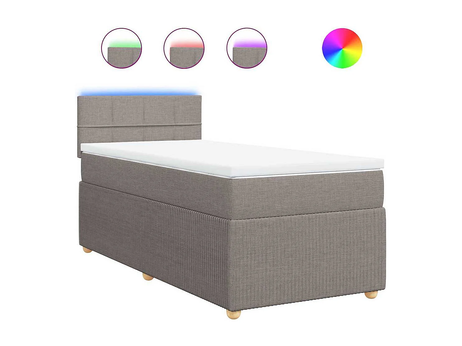Boxspring met matras stof taupe 90x200 cm