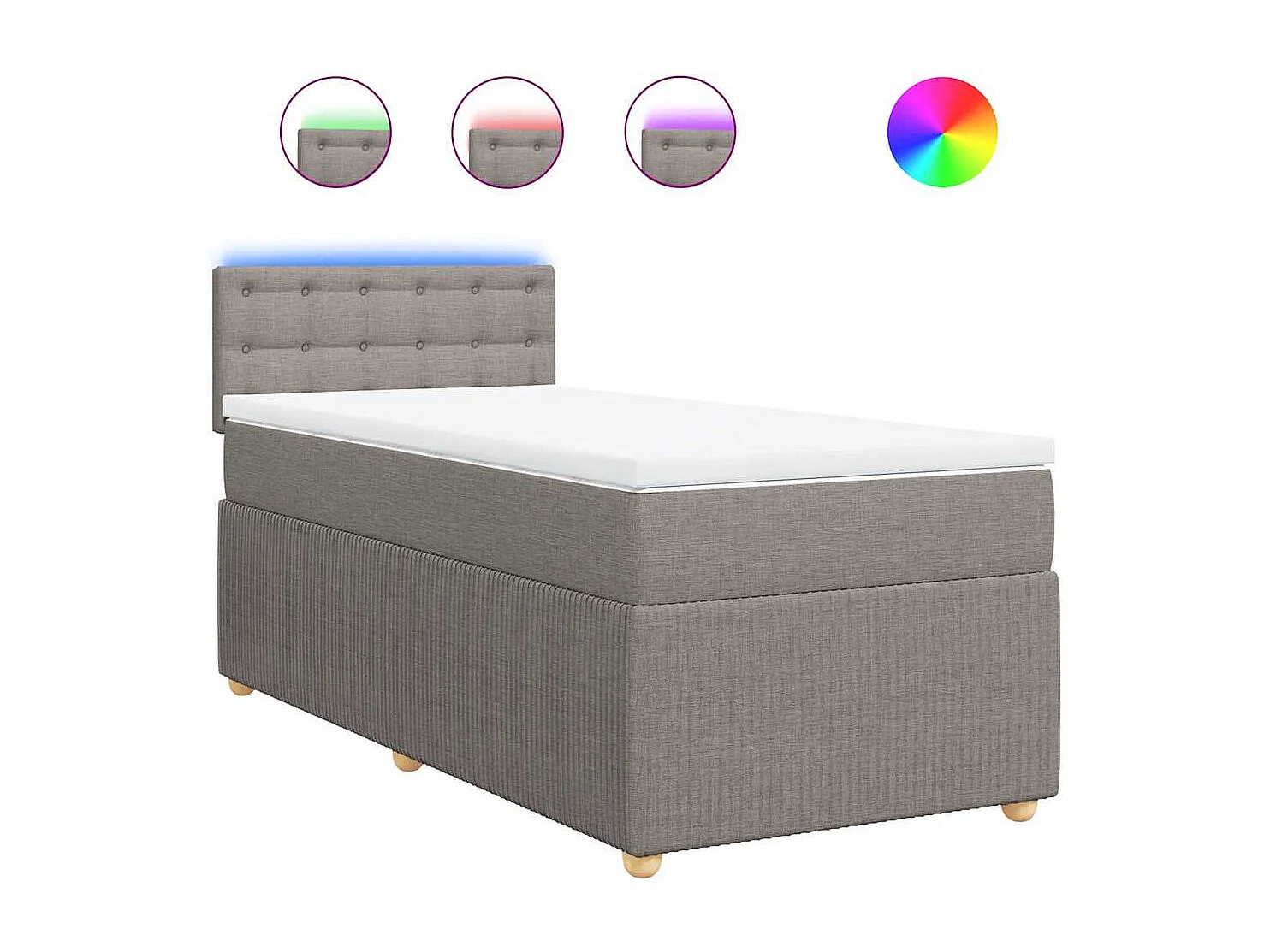 Boxspring met matras stof taupe 90x200 cm
