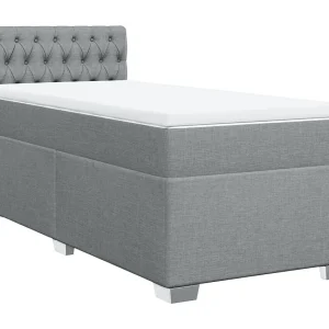 Boxspring met matras stof lichtgrijs 90×190 cm Boxspring met matras stof lichtgrijs 90×190 cm
