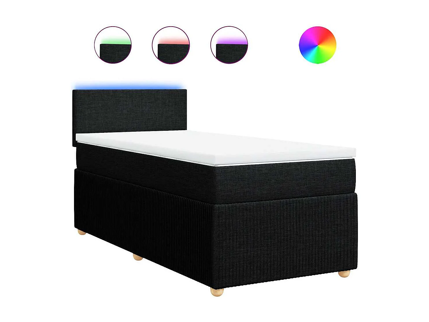 Boxspring met matras stof zwart 90x200 cm