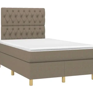 Boxspring met matras stof taupe 120×190 cm