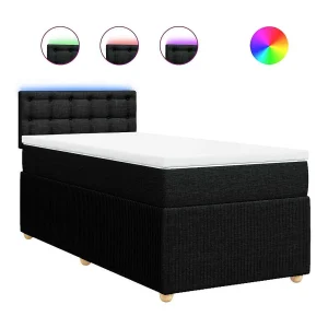 Boxspring met matras stof zwart 100×200 cm
