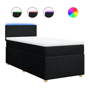 Boxspring met matras stof zwart 100×200 cm Boxspring met matras stof zwart 100×200 cm