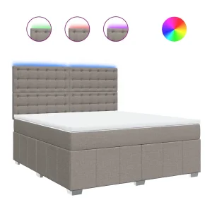 Boxspring met matras stof taupe 180×200 cm Boxspring met matras stof taupe 180×200 cm