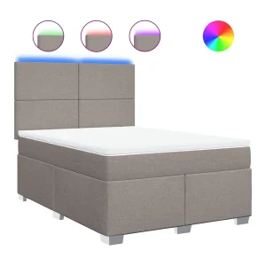 Boxspring met matras stof taupe 140×190 cm Boxspring met matras stof taupe 140×190 cm