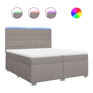 Boxspring met matras stof taupe 200×200 cm Boxspring met matras stof taupe 200×200 cm