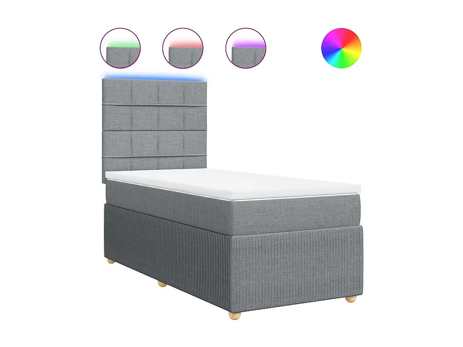 Boxspring met matras stof lichtgrijs 90x200 cm
