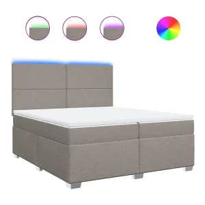 Boxspring met matras stof taupe 200×200 cm