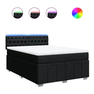 Boxspring met matras stof zwart 140×200 cm Boxspring met matras stof zwart 140×200 cm