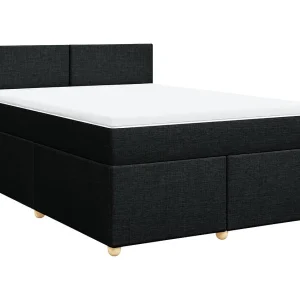 Boxspring met matras stof zwart 160×200 cm Boxspring met matras stof zwart 160×200 cm