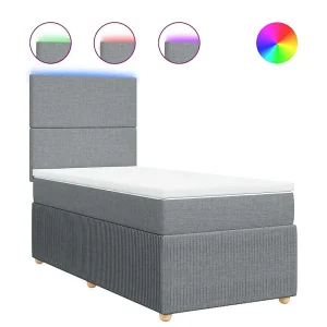 Boxspring met matras stof lichtgrijs 90×200 cm Boxspring met matras stof lichtgrijs 90×200 cm