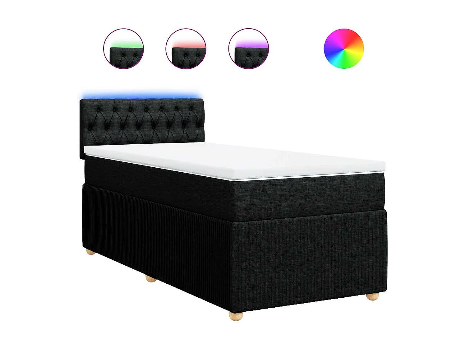 Boxspring met matras stof zwart 100x200 cm