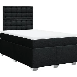 Boxspring met matras stof zwart 120×190 cm