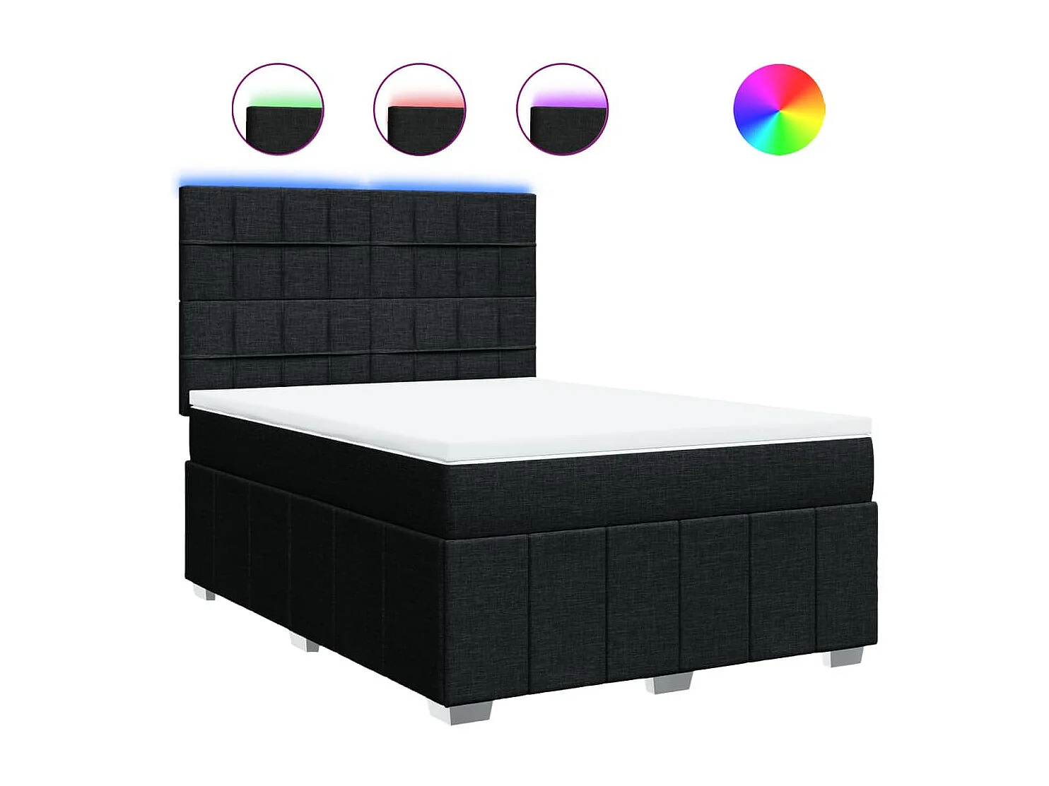 Boxspring met matras stof zwart 140x200 cm