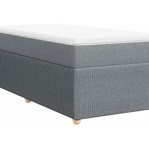 Boxspring met matras stof lichtgrijs 90×190 cm Boxspring met matras stof lichtgrijs 90×190 cm