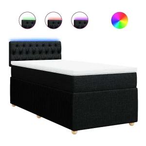Boxspring met matras stof zwart 90×190 cm Boxspring met matras stof zwart 90×190 cm