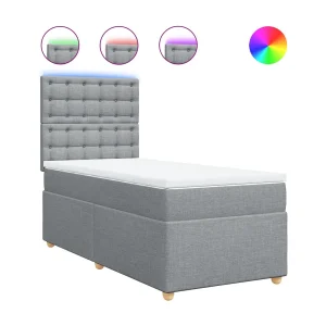 Boxspring met matras stof lichtgrijs 90×190 cm