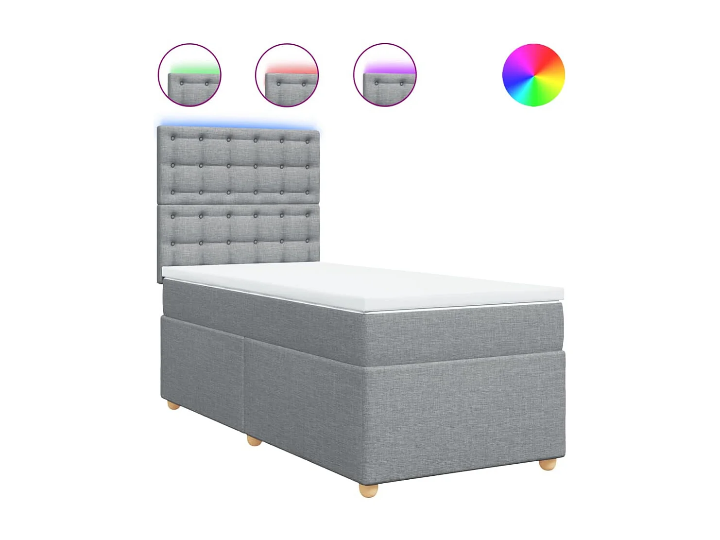 Boxspring met matras stof lichtgrijs 90x190 cm