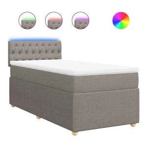Boxspring met matras stof taupe 90×190 cm Boxspring met matras stof taupe 90×190 cm