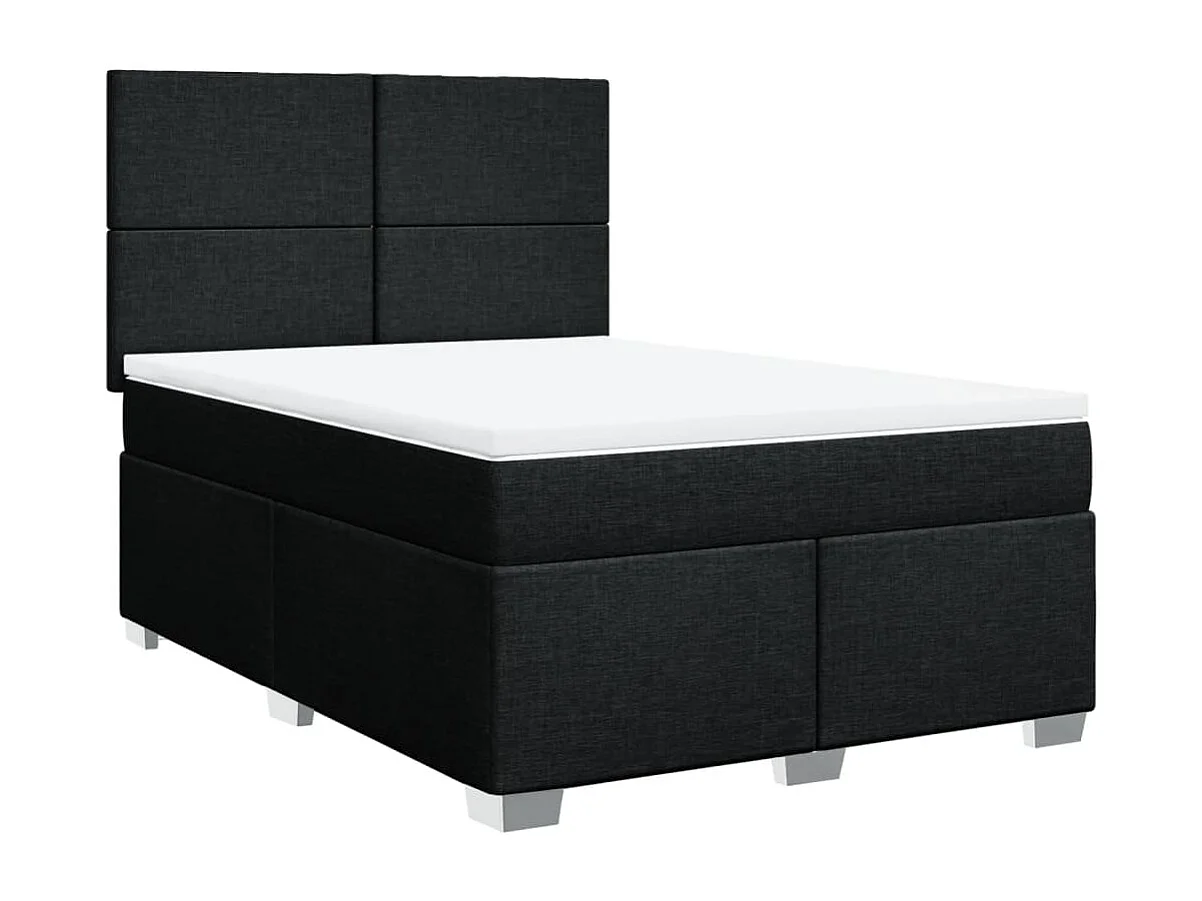 Boxspring met matras stof zwart 140x200 cm