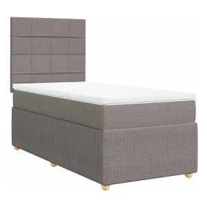 Boxspring met matras stof taupe 80×200 cm Boxspring met matras stof taupe 80×200 cm