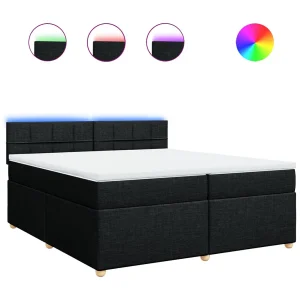 Boxspring met matras stof zwart 200×200 cm Boxspring met matras stof zwart 200×200 cm