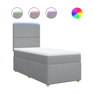 Boxspring met matras stof lichtgrijs 90×200 cm Boxspring met matras stof lichtgrijs 90×200 cm