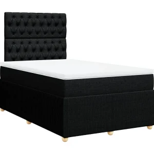 Boxspring met matras stof zwart 120×190 cm