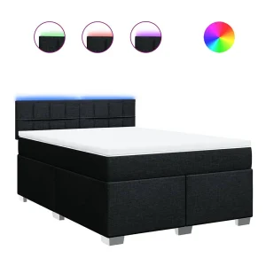 Boxspring met matras stof zwart 140×200 cm Boxspring met matras stof zwart 140×200 cm