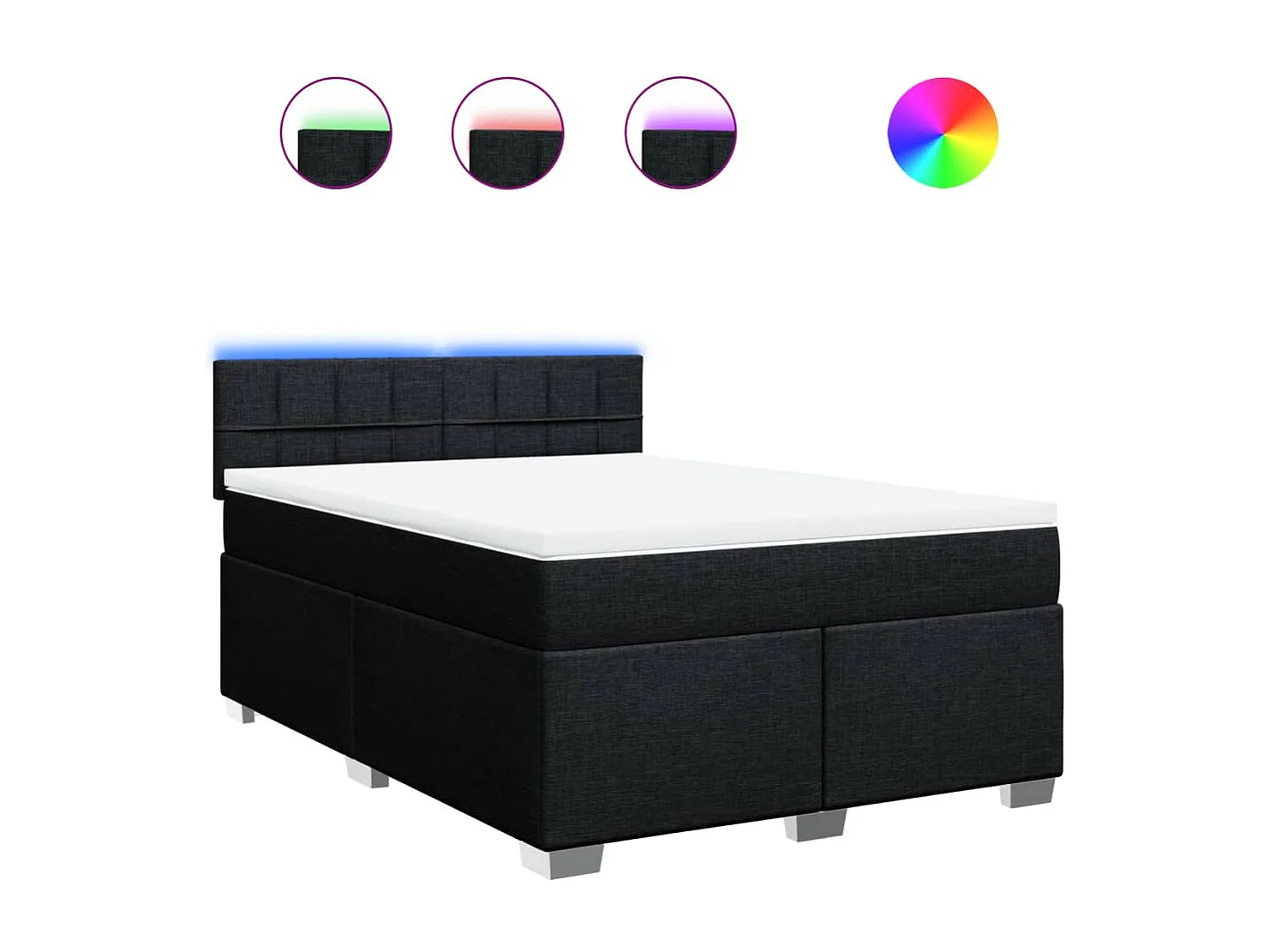 Boxspring met matras stof zwart 140x200 cm