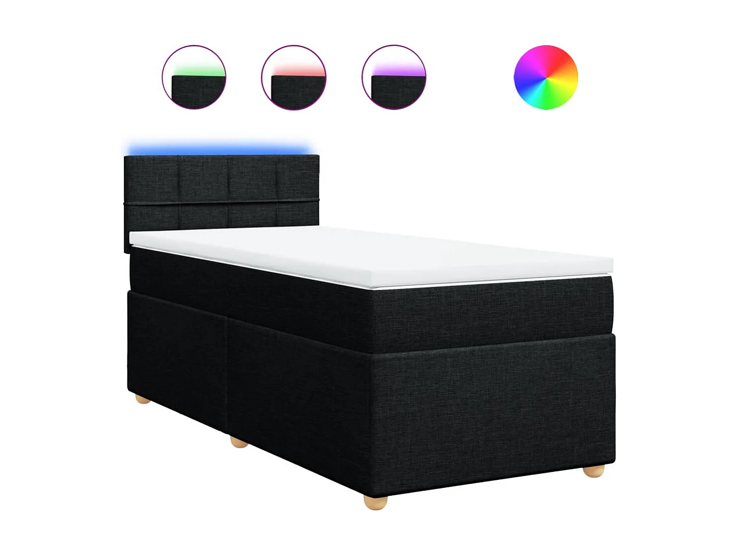 Boxspring met matras stof zwart 90x200 cm