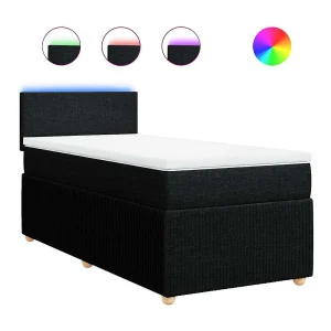 Boxspring met matras stof zwart 100×200 cm